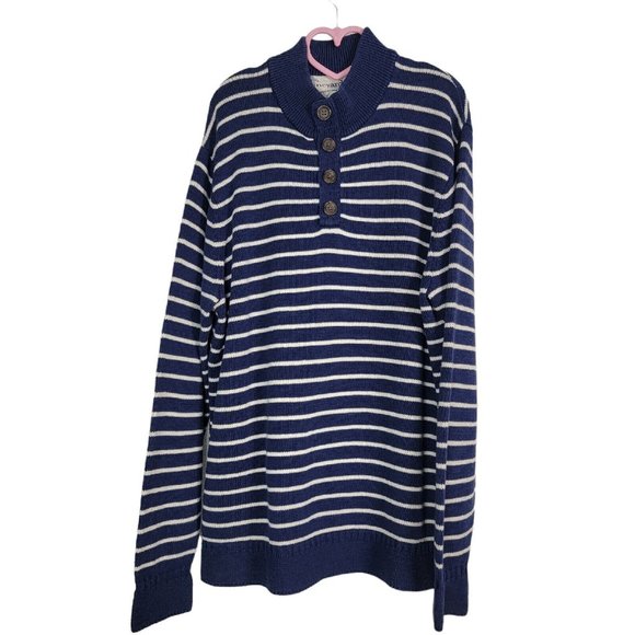 Vineyard Vines Mens Large Long Sleeve 1/4 Button Front Pullover Sweater Blue - Picture 1 of 3